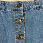 POL Mini Skirt Womens S Medium Wash Denim Button Front Stretch Embroidered 90s Photo 1