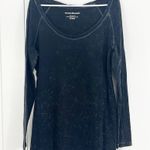 Norma Kamali 2XL Black Distressed Scoop Neck Long Sleeve T-Shirt Top Photo 0