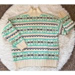 American Eagle Oversized Fair Isle Sweater • XS (Fits M/L) • Green/Cream Nordic Photo 2