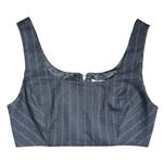 Avec Les Filles  Medium Navy Purple Pin Stripe Sleeveless Crop Tank Top Back Zip Photo 0