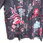 The Loft Gray & Multicolor Floral Paisley Print Ruffle Hem Blouse Photo 4