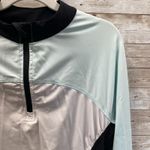 Kyodan Womens XS Cycling Running Shirt White Aqua Black Long Sleeve 1/4 Zip Photo 1