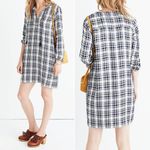 Madewell  Plaid Artiste Tunic Dress Blue & Cream Plaid Popover Shift Size XXS 2XS Photo 1