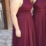 Jenny Yoo Collection Helena Tulle Bridesmaid Dress Burgundy Red Size 10 Halter Photo 0