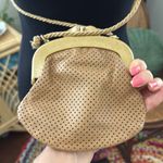 Vintage 70s/80s Pappagallo Italy Tan Perforated Leather Crossbody Coin Purse Photo 2