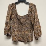 Madewell  Floral Smocked Peplum Top Square Neck Long Sleeve Blouse Size 4 Summer Photo 6