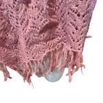 Poncho Open Knit Pink Mini Fringe Gold Thread OSFM Wool Blend XXI Y2K Boho Fairy Photo 3