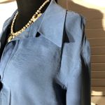 ZARA  Cropped Blouse Long Sleeve Button Front Blue Small Photo 5