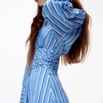 ZARA Cotton Poplin Striped Hourglass Fitted Belted Shirt Dress Small Photo 1