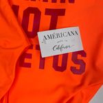 Americana Women's Neon Orange Logo One Piece Swimsuit Sexy Fun Sz M/L Photo 6