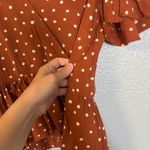 Madewell Women's Tiered-Sleeve Peplum Top in Inkspot Dot Burnt Clay Size 4 Photo 5