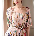 Tanya Taylor  Lucinda Midi Dress Size Small Jungle Tropical‎ Smocked Off Shoulder Photo 2
