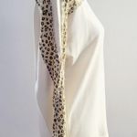 Mystree  Cream & Leopard Print Mixed Media Drop Shoulder Pullover Size Small Photo 3