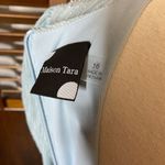 Maison Tara Chiffon Pastel Baby Blue Key Hole Puff Sleeve Midi Dress Size 16 Photo 3