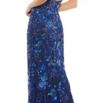 Mac Duggal NWOT  navy blue FLORAL EMBELLISHED HALTER GOWN  16 Photo 1