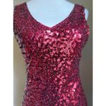 Shiny Sequin V Neck Sleeveless Bodycon Party Dress Red M festive Y2K glam fairy Size M Photo 2