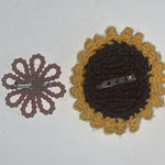 2 Vintage Fabric Sunflower CZ Rhinestone Plastic Flower Brooches Pins Yellow Photo 5