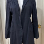 Theory Blazer Linen Bl Fitted Unlined 4 Navy Single Button Jacket Old Money Photo 0