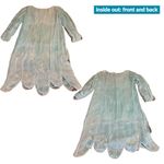 VINTAGE 1980’S ZEBUN AQUA BLUE AND SILVER SEQUINS SILK ABSTRACT PRINT DRESS (M) Size M Photo 11