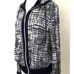 Chico's VTG  Blue and White Long Sleeve Hood Zipper Stretchy Jacket Sz 1 (M/8) Photo 3