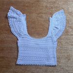 Sincerely Jules Crochet Knit Flutter Sleeve Crop Top Lavender Size XS Purple Photo 0