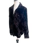 Jones New York Women’s Burnout Velvet Brown Button Down Shirt Blouse Size 12 Photo 3
