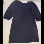 Loft  Preppy Blue White Striped Puff Balloon Sleeve Designer Business Dress XS Photo 1