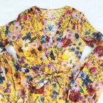 Betsy and Adam BETSEY & ADAM Yellow Floral Faux Wrap Mini Dress Long Sleeve Cocktail Size 4 New Photo 3