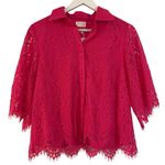 Fate NWT hot pink lace collared top size small Photo 0