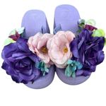 Make a statement with these adorable flower adorned wedge sz6 flip flops EUC Purple Size 6 Photo 0