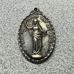 Vintage Sterling Silver Catholic Devotional Medal Seek What Is Above Pendant Photo 0