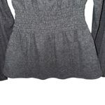 Madewell Charcoal Grey Smocked Peplum Long Sleeve Square Neck Top XS Photo 6