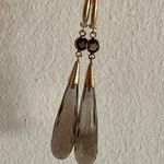 Smokey Quartz Druzy and Gold Drop Earrings Gray Photo 4