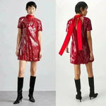 STAUD NWT Mini Ilana Dress Poinsettia Sequins Size XS Photo 3