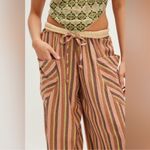 Free People NWT  Freehold Cropped Striped Pants In Citron Combo Photo 1