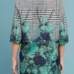 Anthropologie Eva Franco houndstooth navy rose floral open front kimono jacket Photo 2