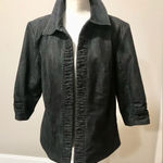 Dress Barn Heathered Black Open Front "Jean Jacket" Lined Blazer with ruched trim Photo 0