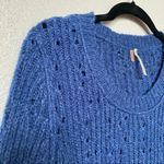 Free People  Blue Scoop Neck Rib Knit Sweater Size Medium Photo 2