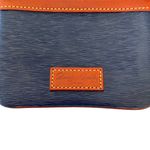 Dooney & Bourke Cork Navy Blue British Tan Leather Zip Pouch Coin Purse Photo 3