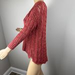 American Eagle Red/Orange Crochet Knit Sweater Women's Open Weave Boat Neck 3/4 Sleeve Photo 3
