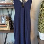 Misha Veronika Strappy Stretch Metallic Midi Dress Nightshade Blue Womens Size 4 Photo 5