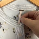 Free People  Hearts & Colors Long Sleeve Shirt Size M Stripe Floral Pockets Photo 2