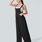 Halara  Adjustable Strap Button Pocket Waffle Knit Casual Wide Leg Overalls Photo 2