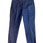 Joe Fresh  Women Size 12 Slim Fit Printed Dress Pants Navy Blue Geometric Pattern Photo 0