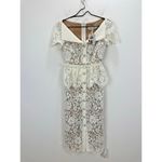 Self Portrait Cream Lace Peplum Midi Dress Wedding Bridal Cocktail US 2 NWT White Photo 5