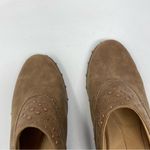 Sofft Tan Suede Nubuck leather copper stud heeled clogs mules neutral womens 9.5 Photo 85