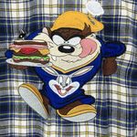 Vintage Warner Bros Tazmanian Devil Taz Flannel Nightgown Blue Plaid Siz… Size L Photo 4
