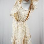 MABLE Gingham Plaid Checkered PeasantRuffle Sleeve Dress Womans Medium White Photo 1