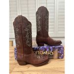Wildflowers Bluebonnet Cedro Embroidered Cowboy Boots Brown Leather Size 7 NIB Photo 1
