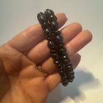 Natural Hematite Beaded Bracelets Set of 2 Stretch Elastic Stone Beads Black Photo 6